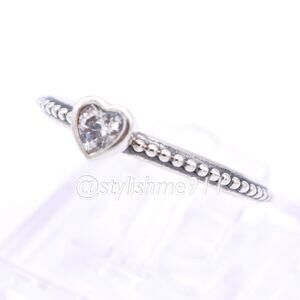 Authentic PANDORA Retired One Love Ring with Clear Zirconia - 190896CZ